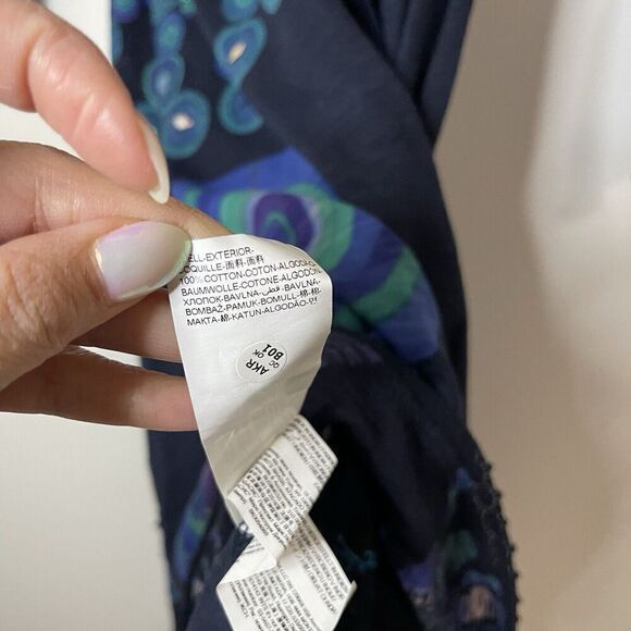 DESIGUAL blue abstract circles sequin v-neck long sleeve wrapped dress EU Small - Picture 5 of 9